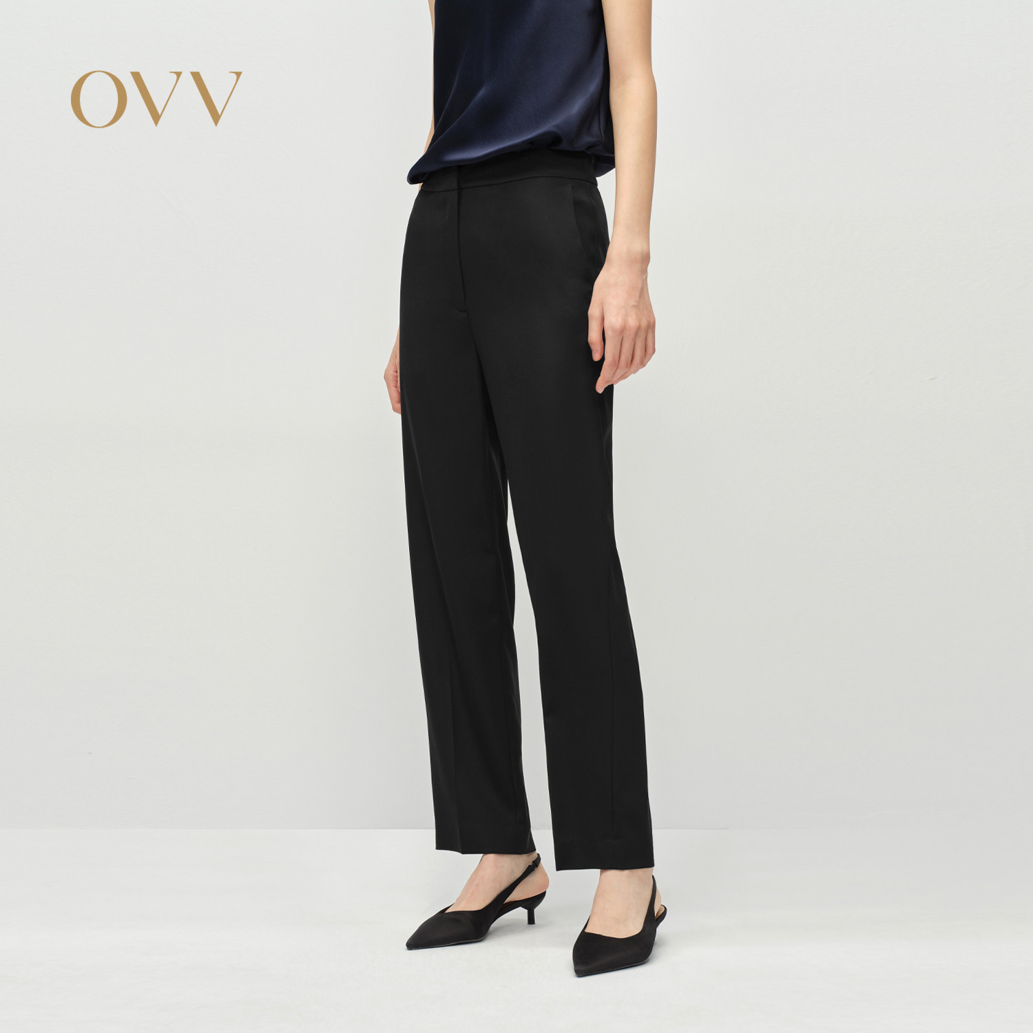 【重磅真丝】OVV春夏新款女装淡人22MM弹力重绉休闲烟管裤