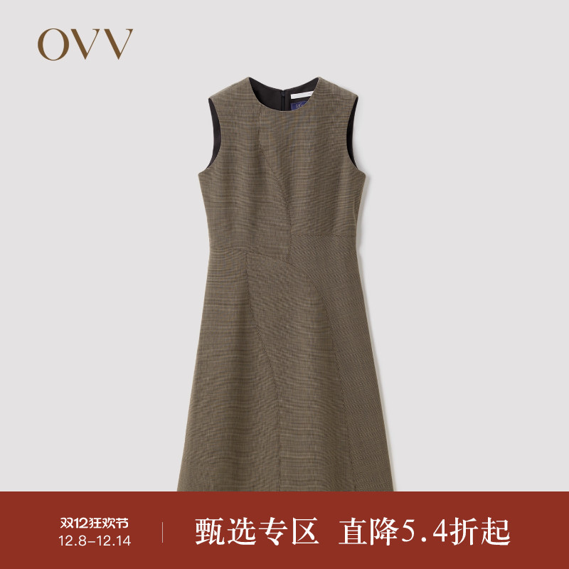 OVV2022秋冬新款女装无袖连衣裙