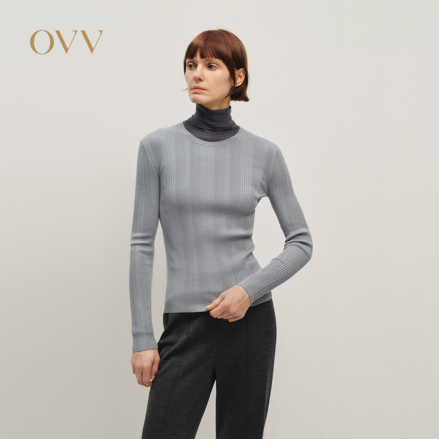 【黄金羊毛】OVV秋冬热卖女装可机洗圆领长袖针织衫
