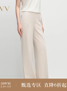 【高级运动系列】OVV2025春夏新款女装淡人棉质开衩休闲裤