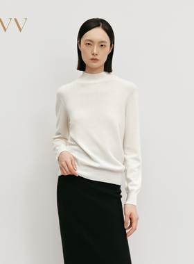 OVV秋冬热卖女装经典舒弹半高领休闲套头针织羊绒衫