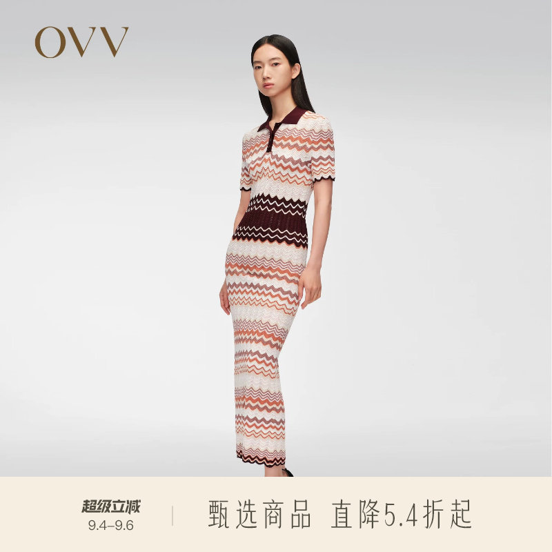 春夏几何镂空针织连衣裙度假OVV图片
