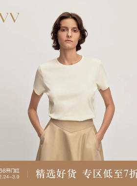 OVV2025秋冬新款女装经典舒适圆领简约直筒版型短袖T恤