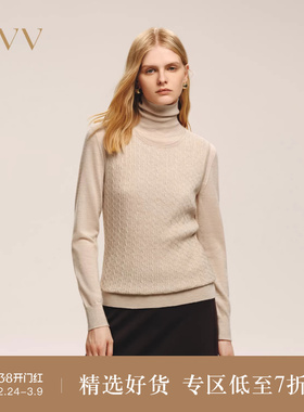OVV2025秋冬新款女装复古立体花型舒适羊绒无袖针织背心