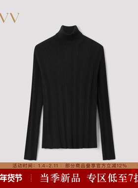 【黄金羊毛】OVV2025秋冬新款女装可机洗高领长袖针织衫