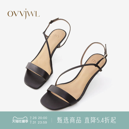 OVV小羊皮细高跟一字带凉鞋