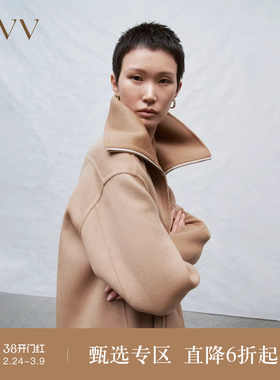 OVV秋冬热卖女装正反面异色翻领廓形版双面呢长款大衣