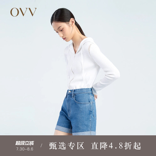 外套 OVV春夏热卖 女装 棉质醋酸清爽休闲抽绳连帽长袖 针织开衫