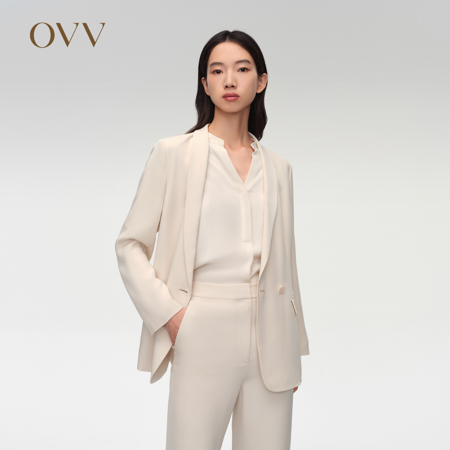 【重磅真丝】OVV春夏热卖女装30MM重绉通勤西服外套