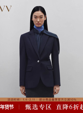 OVV秋冬新款女装挺括一粒扣平驳领休闲通勤单件西服外套