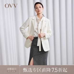 OVV秋冬热卖 羊毛混纺粗花呢贴袋单件西服GWXAJ31105A