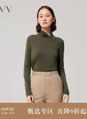 【鄂尔多斯羊绒】OVV秋冬女装简约大气休闲长袖针织衫