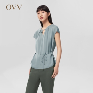 女装 OVV春夏热卖 22MM双乔圆领镂空衬衫 重磅真丝