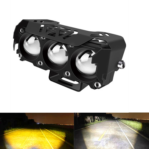 超亮黄白光LED灯前照灯铺路改装