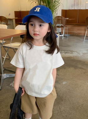 童装男女童t恤短袖2026中小童夏季纯棉纯色半袖薄款衣服白色上衣