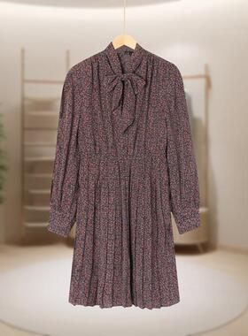 【MB】气质收腰长袖碎花连衣裙时尚百搭优雅显瘦MB530