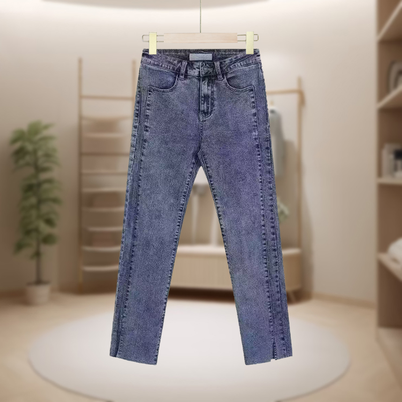 【恋】纯色弹力紧身简约修身牛仔裤E483-EETJC12H1M0