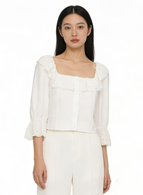 SP系列-显瘦优雅白色荷叶边衬衫优雅风P120/P255