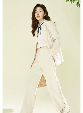 【恋】经典花边西装米白色高级感B297-EEJKB23C3C