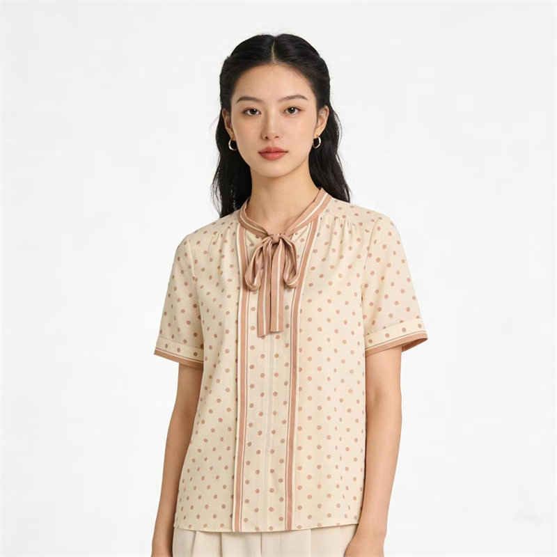 SF系列-淑女衬衫通勤圆点直筒型套头短袖SF172