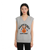 SP系列 灰色可爱兔子印花无袖 上衣P599