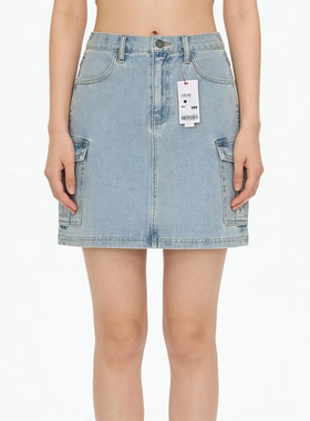 SP系列-显瘦百搭工装牛仔短裙百搭显瘦半身裙P124/P450