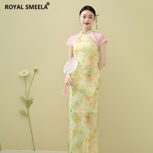 旗袍改良新中式性感双开衩舞蹈服