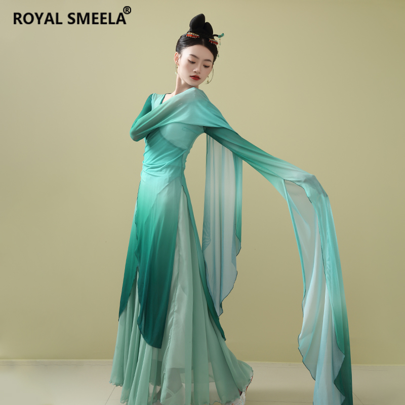 中国古典舞渐变复古交领曲裾纱衣