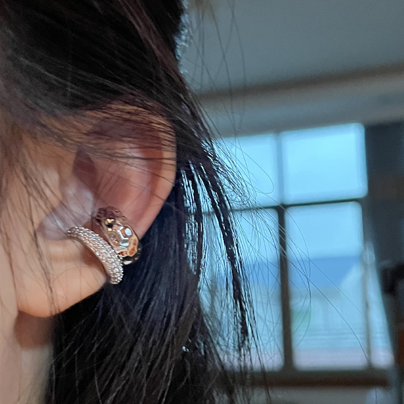 [楼哈哈]无痛耳夹轻奢微镶锆石金银耳骨夹小众高级感冷淡风耳饰女