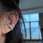 无痛耳夹轻奢微镶锆石金银耳骨夹小众高级感冷淡风耳饰女 楼哈哈