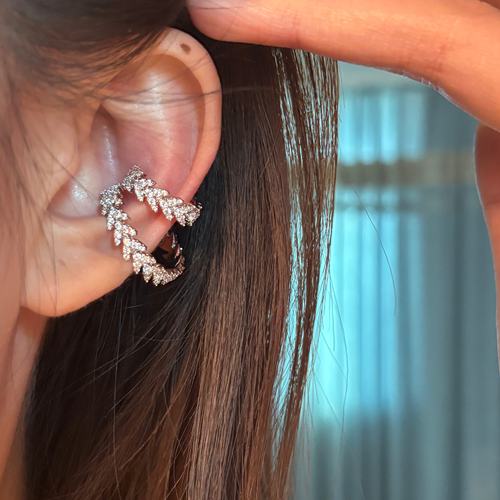 [楼哈哈]复古小众麦穗耳夹无耳洞轻奢高级感满镶锆石耳挂新款2025