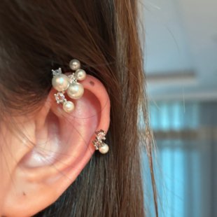 [楼哈哈]赵露思许妍同款珍珠耳夹无耳洞耳骨夹2025新款耳挂耳廓夹