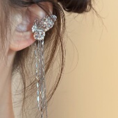 楼哈哈 小众设计感超仙锆石蝴蝶流苏耳夹无耳洞女轻奢耳骨夹新款