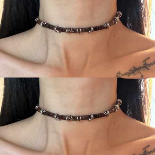 楼哈哈朋克千禧辣妹锁骨链皮质