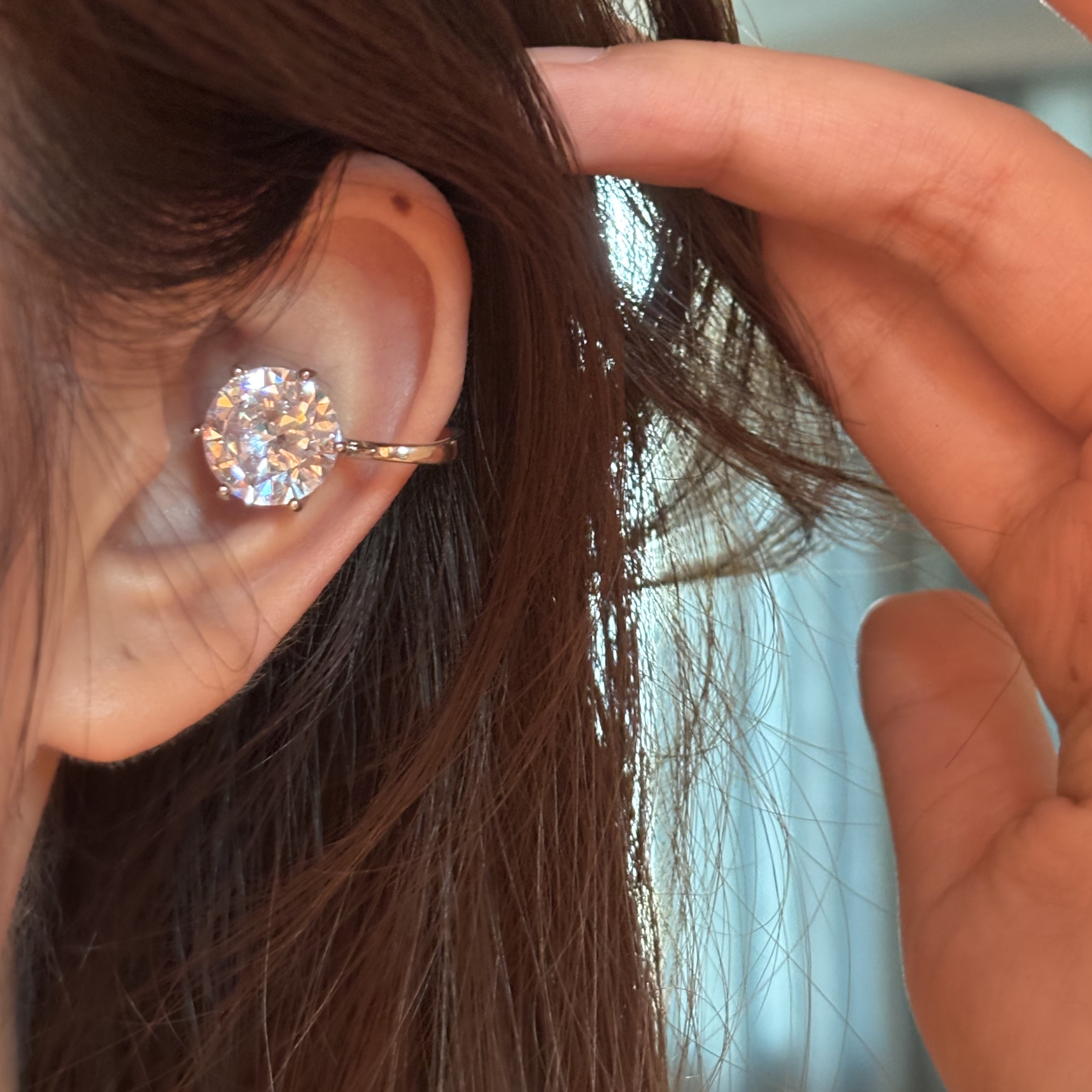 [楼哈哈]绝美爆闪1.2cm锆石耳骨夹精致耳夹无耳洞女高级感耳饰