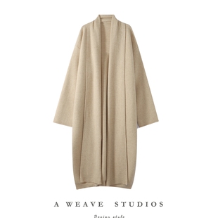 轻奢风高级感中长款山羊绒开衫女宽松时尚百搭V领毛衣针织外套女