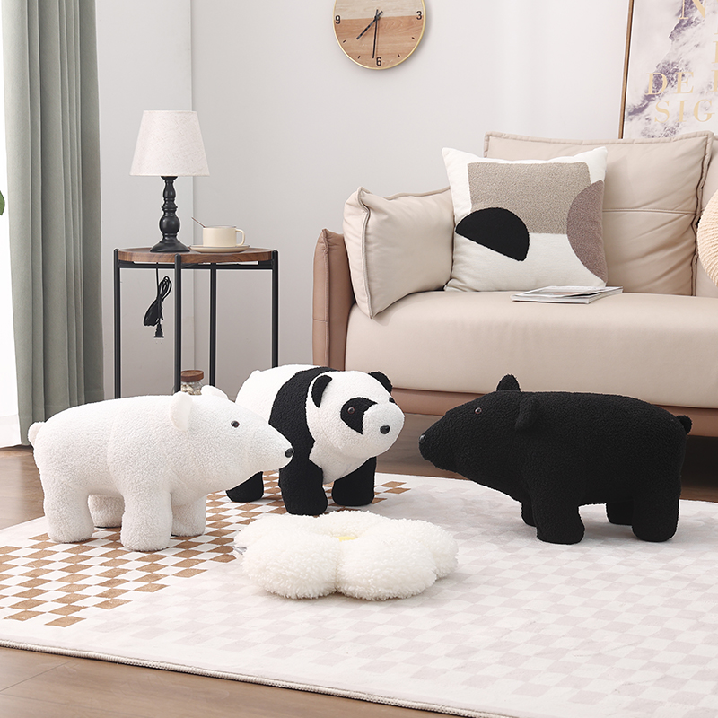 熊猫矮凳儿童卡通动物凳家用客厅宝宝凳沙发垫脚凳坐凳创意小凳子