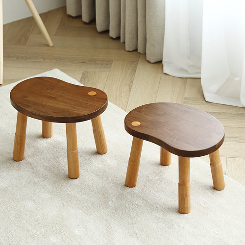实木小凳子家用客厅小板凳儿童小椅子可爱创意月亮换鞋凳简约矮凳
