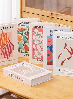 抽象画假书摆件装饰书摄影道具模型书壳客厅电视柜小饰品仿真书籍