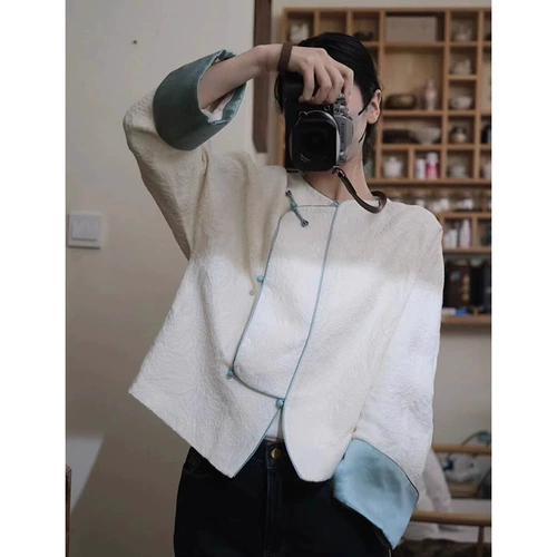 Белое пальто, весенняя короткая куртка для отдыха, китайский стиль, тренд сезона