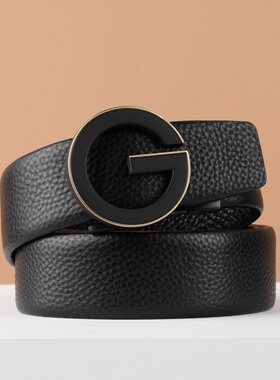 男士皮带自动扣头层牛皮G扣商务休闲潮男青年腰带裤带年青人皮带