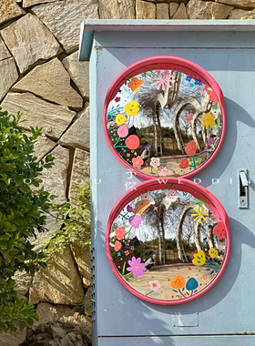 彩色广角镜哈哈镜装饰摆件