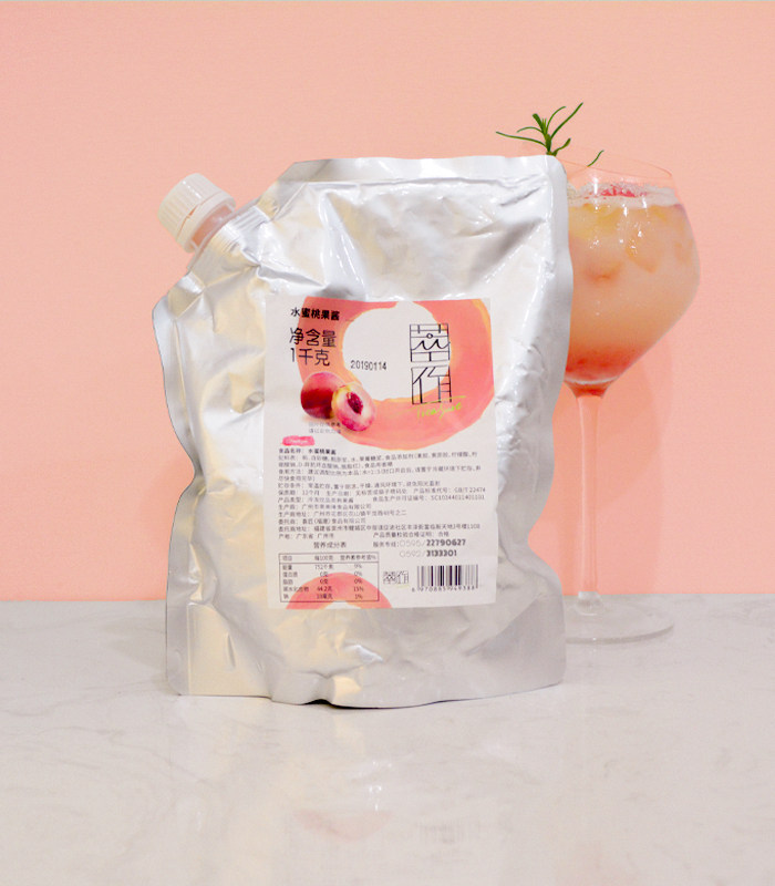 萃作桃子水蜜桃果肉喜茶芝芝桃桃蜜桃青茶奶茶原料糖浆袋装冲饮