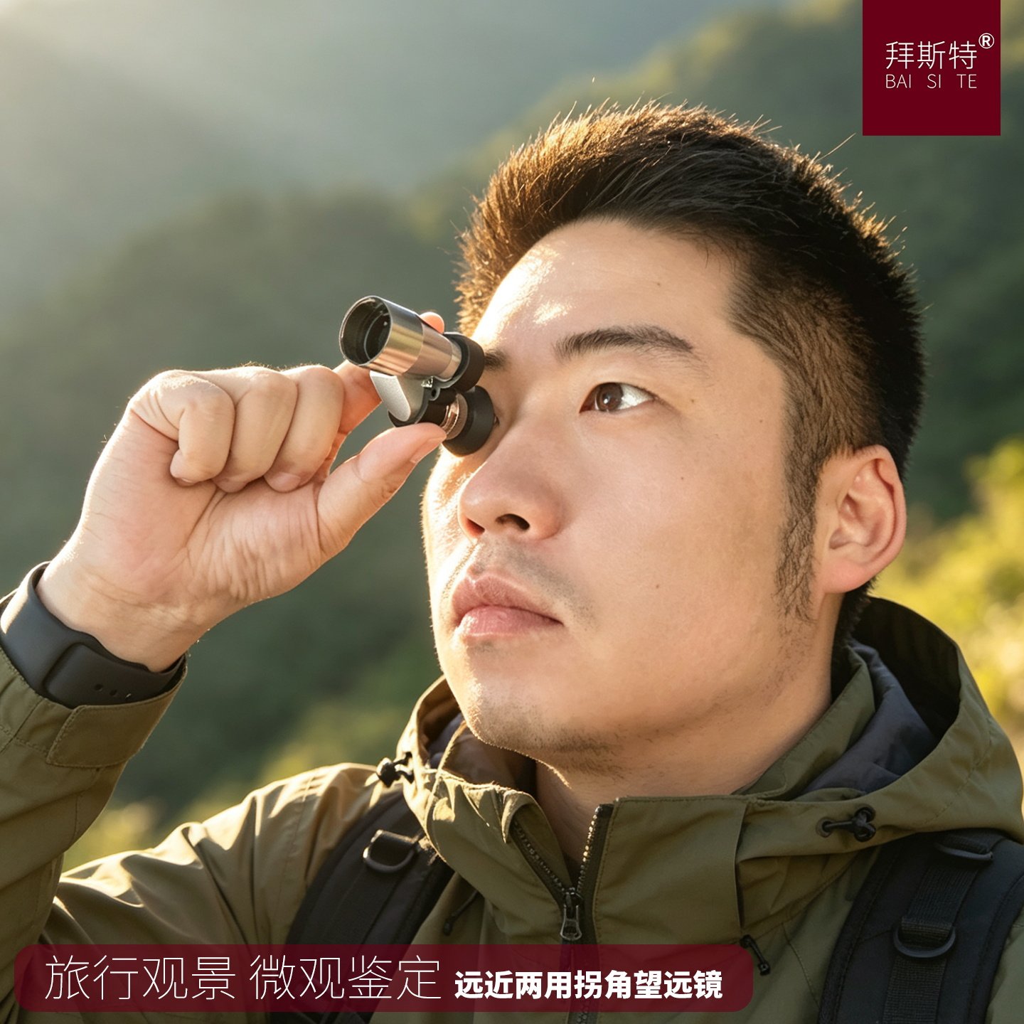 10x20拐角望远镜放大镜看风景手机使用放大镜鉴定工具绿膜便携式
