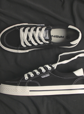 2025夏季新款低帮帆布潮鞋男款潮流男鞋百搭休闲运动板鞋黑色布鞋