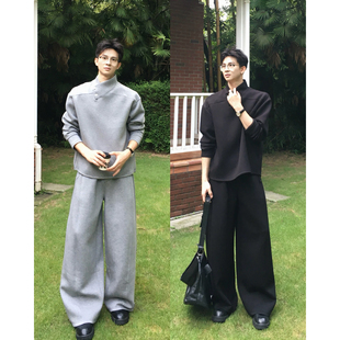 AYUN Studio 孙聖云围脖扣空气棉阔版套装松紧腰阔腿休闲裤子潮