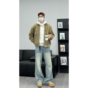 孙聖云啊雲 皮领拼接复古夹克日系重工小众棒球服外套秋冬新品潮