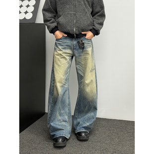休闲百搭水洗ins男女宽松 孙聖云猫须弯刀复古牛仔裤 AYUN Studio