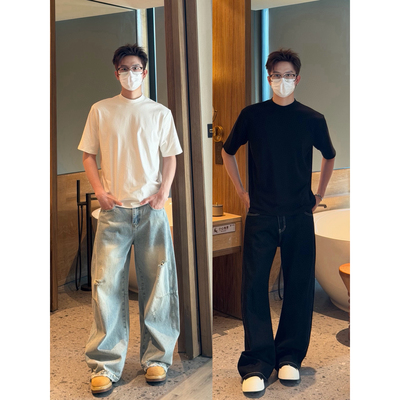 高弹短袖净版简约搭配微领潮男士