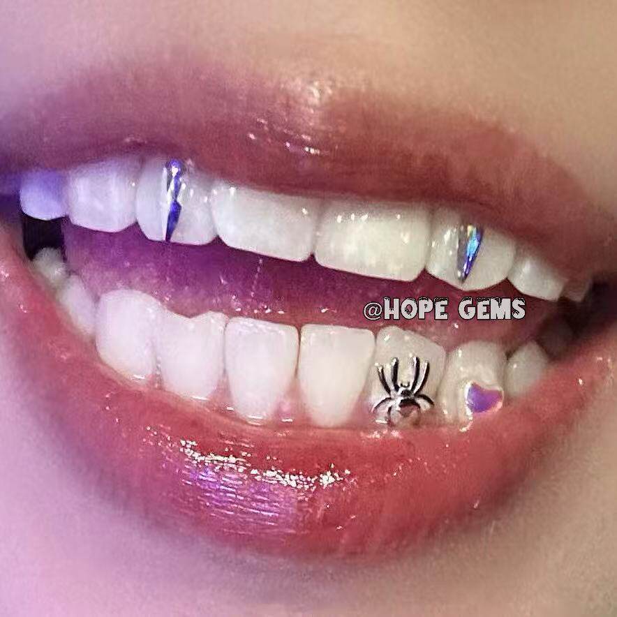 HOPEGems牙钻天然宝石牙钻爆闪diy炫酷小獠